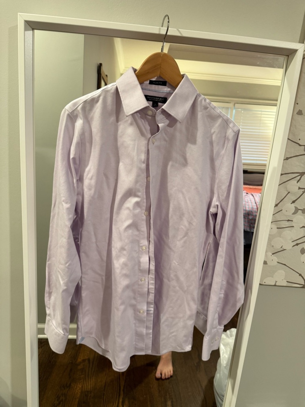 Banana Republic Men's Light Lavender SlIm Fit non iron Dress Shirt